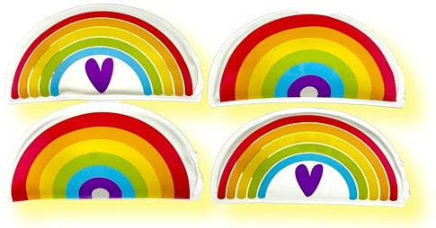 MC-Trend Handwärmer Set: 4 Zauberhafte Taschenwärmer mit farbenfrohen Regenbogen Motiven – Immer wiederverwendbar für wohltuende Wärme unterwegs