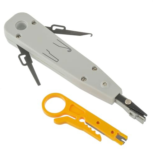 EPLZON LSA Auflegewerkzeug, LSA Punch Down Tool Netzwerk Werkzeug für Netzwerkdosen, Patchfelder, Auf und Unterputzdosen, mit Mini Abisolierzange (Grau)
