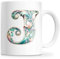 Personalisiert Tasse Geschenk – Keramiktasse 350 ml mit Blumenmotiv, Namenstasse mit Initialbuchstaben, Kaffeetasse originelle Geschenke Tasse mit Buchstabe (J)