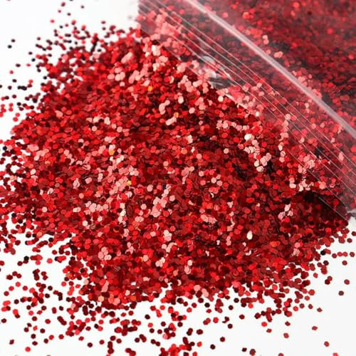 Lot de 50 g de Paillettes hexagonales holographiques pour Vernis à Ongles, décoration d'ongles, 1 mm, Laser Rouge, 50 g
