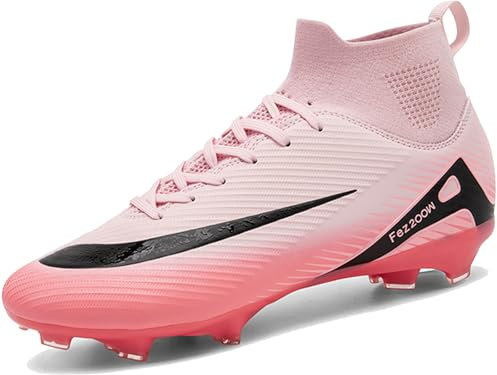 Lvptsh Scarpe da Calcio Tacchetti Uomo Scarpe da Calcetto Professionale FG AG Scarpette da Calcio Prato Bambino High Top,Pink,EU35
