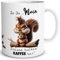 TRIOSK Tasse Morgenmuffel Eichhörnchen lustig mit Spruch Moin Fresse halten Kaffee her Spaß Kaffeemotiv Geschenk für Kaffeeliebhaber Frauen Männer Schlafmützen Kollegen Weiß, Keramik 300ml