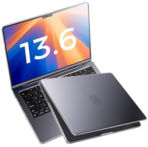 MAGIC JOHN Hülle Kompatibel mit MacBook Air 13,6 Zoll 2022 M2/ 2024 M3/2025 M4, Fallfeste TPU-Rahmen, Anti-Fingerprint Schutzhülle, Matt klar