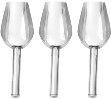 STOBAZA 3 Piezas Pala para Hielo de Acero Inoxidable, Multiusos Cucharas para Cubitos Harina Granos Frijoles Jardín y Dulces, para Cocina Bar y Supermercado, 19X6.5cm