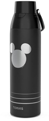 Tervis Venture Water Bottle Disney - Mickey Mouse Engraved Sillhouette Triple Walled Insulated Tumbler Travel Cup Keeps Drinks Cold & Hot, 26oz Water Bottle, Stainless Steel