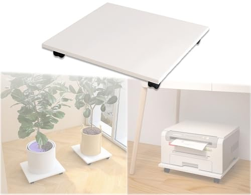 Generisch Rechteckig Druckerständer mit Rollen, Weiß Untertisch-Druckerständer CPU Ständer Halter, Drucker Regal Pflanzentablett-Unterstützung(49 * 44cm(19.3 * 17.3inch))