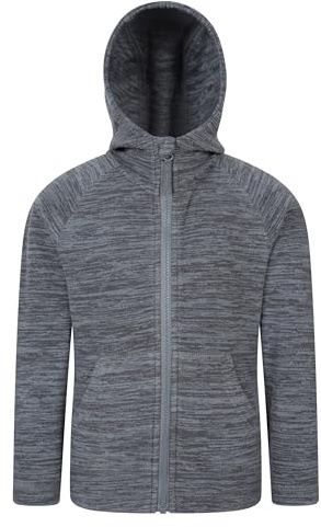 Mountain Warehouse Snowdonia II Kapuzenpullover für Kinder – Microfleece-Oberteil mit durchgehendem Reißverschluss und Fronttaschen, für Jungen und Mädchen Grau Kinder 152 EU (11-12 Jahre)