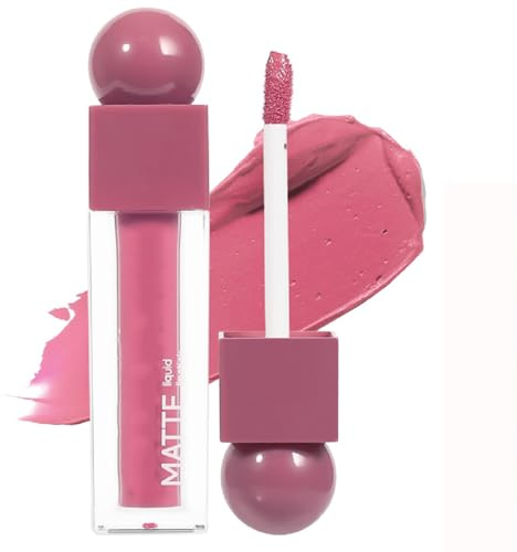 Matte Liquid Lipstick, Mauve Pink Lip Colour, Cosmetic Shade 06, 1-Piece | Clear-Sided Tube Shows The Colour, Integrated Wand And Shaped Tip For Direct Application, Daily Makeup Or Evening Events