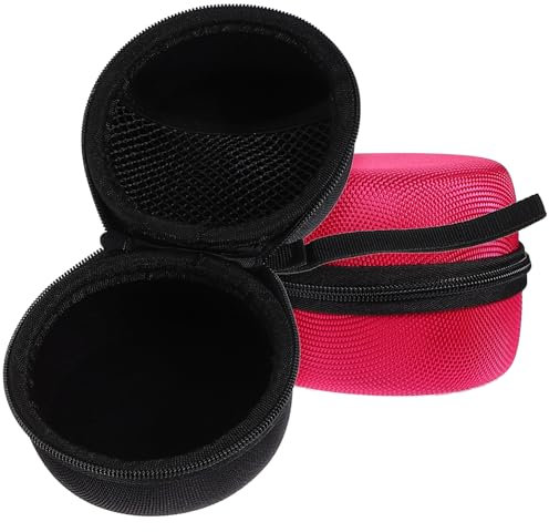Tofficu 2 Stück Lautsprecher Tragetasche Kompatibel mit Echo Dot Robuster Audio Aufbewahrungskoffer mit Praktischem Haken für Reisen und Schutz der Lautsprecher Schwarz Rot