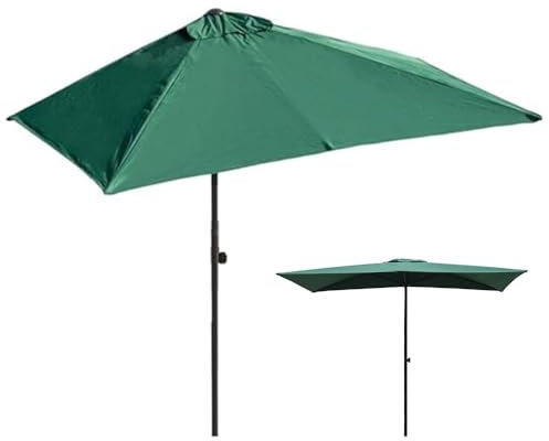 YCBTPS Demi-Parasol Rectangulaire De 2,5 M pour Petits Espaces, Parasol De Jardin Hauteur Réglable, Pare-Soleil Mural pour Terrasse(Green)