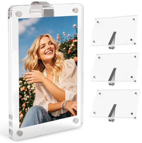 4 x Auto Bilderhalter, Personalisierter Auto Bilderrahmen, Acryl Fotohalter, magnetischer Auto Sonnenblende, Foto Clip, Visier Clip, Fotorahmen, hängende Dekoration, Autozubehör für Mutter, Ehemann