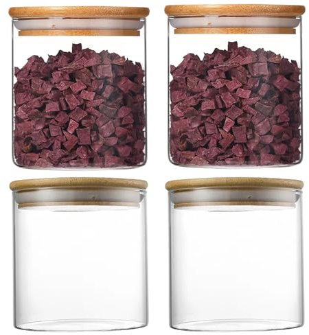 Lydlrum Round Glass Storage Jars with Lids 650ML 4PCS High Borosilicate Glass Airtight Kitchen Food Canisters Cylinder Clear Preserving Seal Containers with Lid