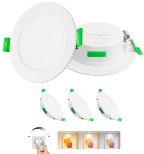 Laiebri 3er Led Einbaustrahler 230V Weiß - Extra Flach IP44 Deckenstrahler - Ø68-75mm Einbau Deckenspots 6W, 2700K/4000K/6000K Deckenlampe Deckenleuchte led für Badezimmer Wohnzimmer Küche