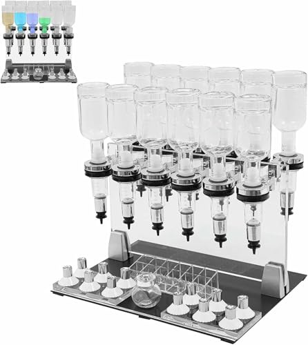 TAUIANE ParfüM AbfüLlmaschine FüR 12 Flaschen, Manueller ParfüMspender, Tisch FlüSsigkeits AbfüLler, Mit 12 PumpenköPfen, 12 Dufttestbechern, 200 Ml FassungsvermöGen Pro Flasche