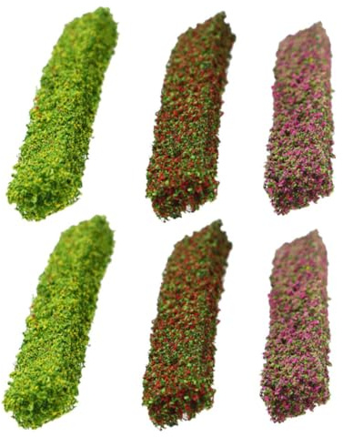 DEARMAMY 6 Piezas Micro Arbustos Modelos Estáticos Verde Rojo y Amarillo para Dioramas de Tren Paisajes y Maquetas Arquitectónicas Detalles Realistas para Escenarios Miniatura