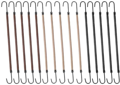 Matwsec 12 Pcs Bungee Hair Ties with Hooks, Elastic Hook Hair Ties, Small Ponytail Holders, Hair Bungee Hooks, Styling Hook Hair Bands for Women Girls Curly Long Hair (Black, Coffee and Apricot)