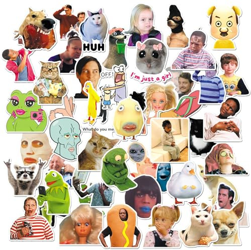 50 Stück Lustige Meme Sticker Set, Meme Aufkleber Scrapbook Stickers Wasserdicht Deko für Gepäck Laptop Auto Motorrad Fahrrad Skateboard, Vinyl Graffiti Stickers für Erwachsene