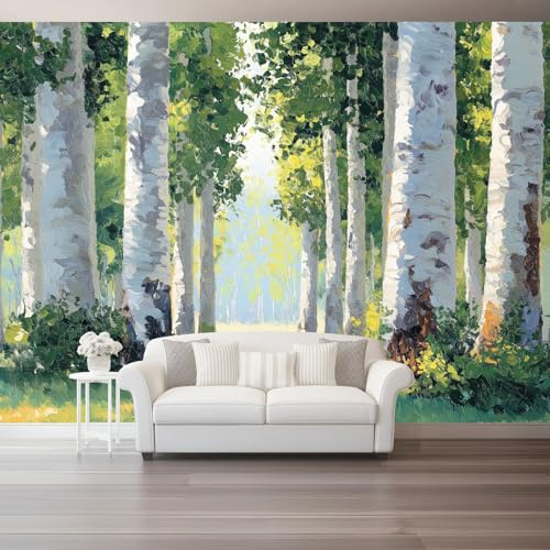Genérico Papel Pintado Verde,Pintura Al Óleo Bosque Arbustos Papel Adhesivo para Muebles Murales Decorativos Pared Salon Decoracion Habitacion 200 x 140 cm（WxH