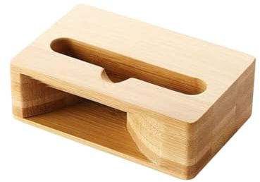yrlfiot Bamboo Amplifier Dock Holder, Wooden Sound Amplifier Stand Holder for iPhone, Square Natural Loudspeaker Mini Megaphone Cell Phone Stand, Eco-Friendly Desktop Accessory for Home/Office/Travel