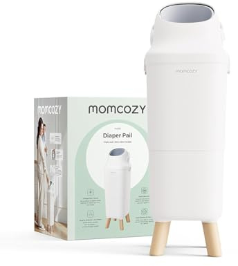 momcozy Nappy Bin with Triple-Seal Odor Control Fits Standard Trash Bags | Wide Opening, Ergonomic Height, Large Capacity with Viewing Window, Childproof Lock