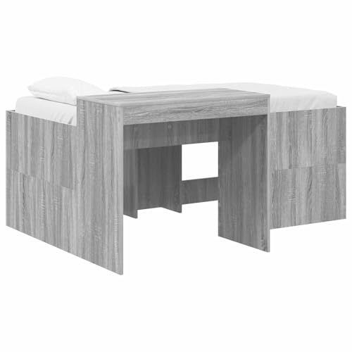vidaXL Hochbett mit Schreibtisch für Kinder Grau Sonoma Holzwerkstoff