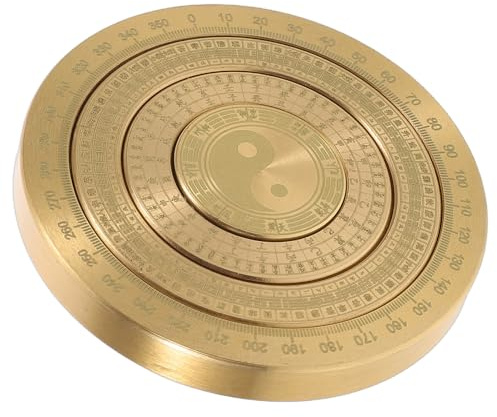 TOKIDNY Miniatur Messing Feng Shui Kompass mit Glatter Rotation Multifunktional Vintage Orientalischer Stil als Dekoratives Sammlerstück und Schreibtischdekoration in Gold