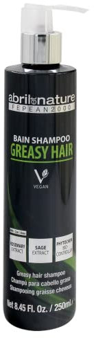 abril et nature - Shampoo für fettiges Haar - Greasy Hair - Fettige Haare - Reine und gesunde Kopfhaut - Bekämpft übermäßige Fettproduktion - Professionelle sebumregulierende Behandlung - 250 ml