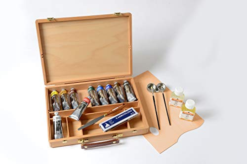 MAIMERI CLASSICO - Ölfarben-Set im Studio-Malkasten mit 10 x 60 ml Aluminiumtuben inkl. Zubehör