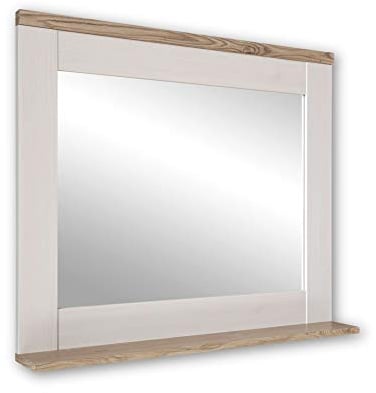 Stella Trading ROMANCE Badezimmer Spiegel in Sibiu Lärche / San Remo Optik - Landhausstil Badspiegel Badezimmerspiegel mit praktischer Ablage - 80 x 70 x 12 cm (B/H/T)