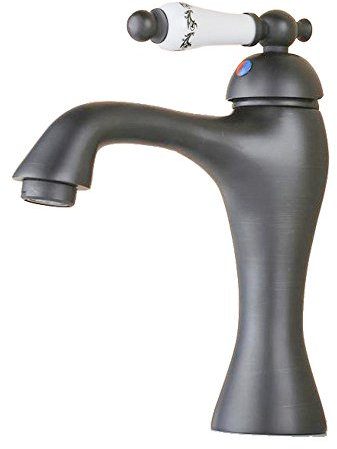 Homelava Waschtischarmatur Schwarz Einhandmischer Retro Keramik Kartusche,Kalt- und Warmwasser