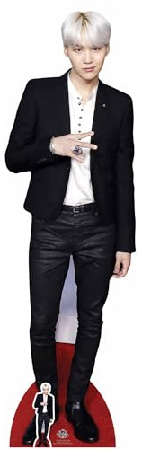 Star Cutouts CS747 Suga Min Yoon-gi Lifesize Cardboard Cutout with Mini – KPop Idol Display, Party Decoration & Collector Gift
