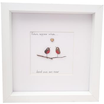 Robins Appear When Loved Ones Are Near Framed Family Friends Sympathy Gift Pebble Art Picture Personalised