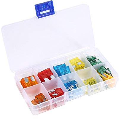 Keenso Auto Flachsicherung Sortiment, 50 stücke Auto Standard & Mini Sicherung Box Sicherungssatz Automotive Flach Sicherung Sortiment 5A 10A 15A 20A 30A für Auto Boot Lkw
