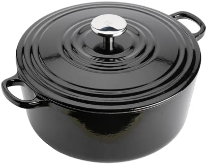BK Cookware Cocotte en Fonte Émaillée avec Couvercle, adapté à tous les types de cuisinières, induction et four, 28cm / 6.7L, Noir de Jais