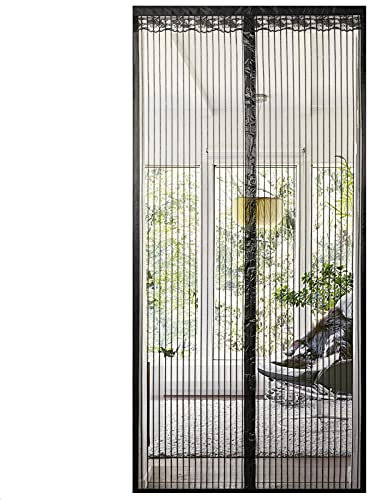 COAOC Magnet Fliegengitter TüR 75x190cm, Insektenschutz TüR Full Frame Klettverschluss Geeignet für Balkontüren Terrassentüren - Schwarz