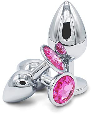 Analplug Set Premium 3 Größen Buttplugs aus Metall, Komfortabel & Sicher, Analspielzeuge für Männer und Frauen, Hygienisches Anal Toy, Erlebnis für Anfänger & Fortgeschrittene Rosa Farbe