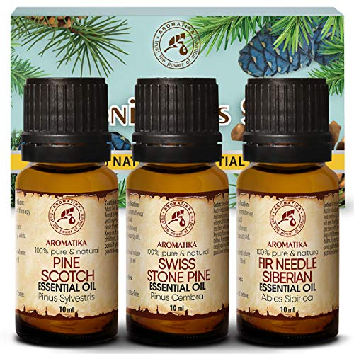 Set di oli essenziali 3x10ml - Pino cembro - Pino silvestre - Olio essenziale di Ago D'Abete - 100% puro e naturale per aromaterapia - Sauna