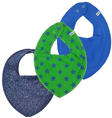 Pippi 3er Set Halstücher, 2x Babywear Halstuch uni, 1x Babywear Halstuch bedruckt (Green Stars)