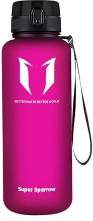 Super Sparrow Trinkflasche - 1.5L - Wasserflasche Auslaufsicher -Sportflasche BPA-Frei | Schule, Sport, Wasser, Fahrrad