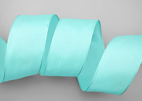 finemark 20 m x 40 mm SEIDENBAND LINA 036 Mint Mintgrün mit Drahtkanten Stoffband Dekoband Drahtkantenband Geschenkband Tischdeko Hochzeit Ostern Schleifenband Visco Kartengestaltung Draht
