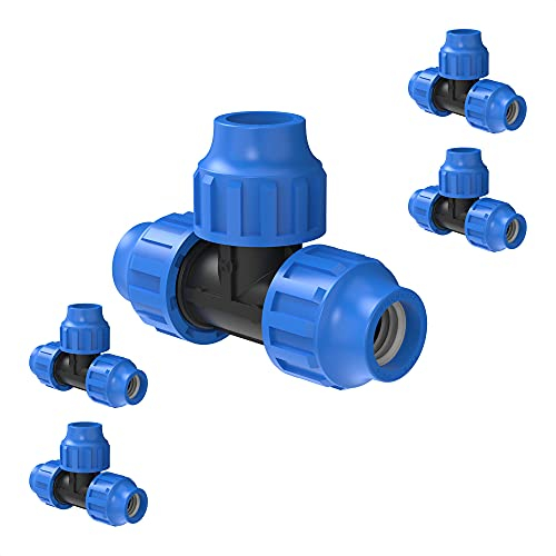 KIRCHHOFF | T-Stück | Kunststoff | 32 x 32 x 32 mm | für HDPE Rohr | 5 Stück im Set | verschiedene Größen | DVGW geprüft | Trinkwasserqualität | Made in EU