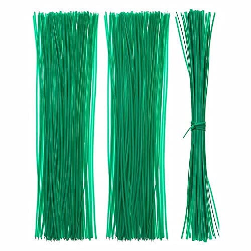 Voarge 200 Pieces 10 cm Wire Twist Flexible Garden Plant Ties, Nose Clips Nose Bridge Bracket DIY Wire, Twist Tie Green Plant Soft Ties Plastic Coated Support Wire Multipurpose Cable Organizer, Green