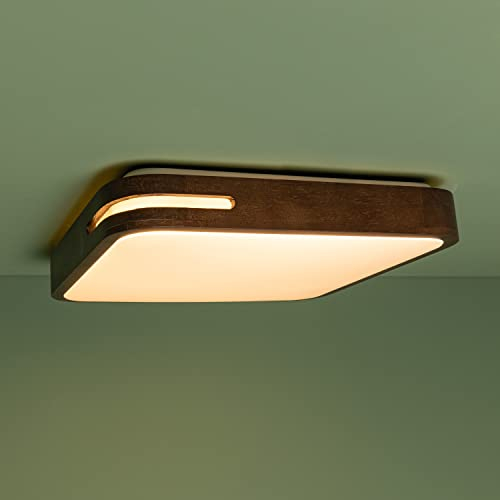 Brilliant Deckenlampe - funktionale LED Deckenleuchte in 3 Stufen über Wandschalter dimmbar - 40x40cm - LED Leuchtmittel geeignet - Holz/Kunststoff/Metall in holz dunkel/weiß
