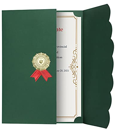 Urkundenmappe A4 Zertifikat Halter Diplom Mappe Vergoldet Zeugnismappe Zeugnisse Abdeckung Urkundenhülle Award Zertifikatshülle Einladungskarte Schutzhülle Student Abschluss Schule (Grün)