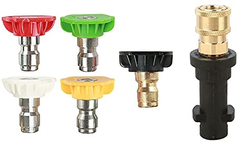 Pressure Washer Gun Adapter, 1/4'' inch Quick Connector Adapter with 5 Spray Nozzle Tips for Karcher K Series K2 K3 K4 K5 K6 K7