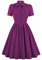 Wellwits Robe chemise vintage boutonnée avec poche à nouer et imprimé rayures pour femme, Violet uni, 44-46