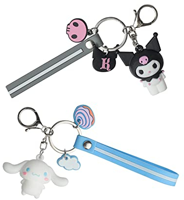 PiPi&W Kuromi Schlüsselanhänger, KT Katze Anhänger, Geschenke für Mädchen, 2 Stück
