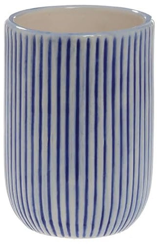 Spirella Zahnputzbecher Zahnbürstenhalter Mykonos Keramik 7,2x10,1 cm Weiß Blau, Blue