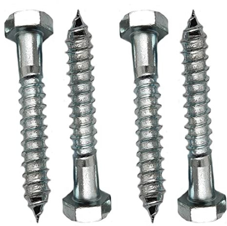 Coach Screws Hex Head Width 17mm Galvanised Zinc Plated Steel Wood Screw Hexagon M10 Lag Bolts Silver Half Thread Self-Tapping Long 3 inch x 0.4 inch (10mm x 80mm) Box of 4 pcs