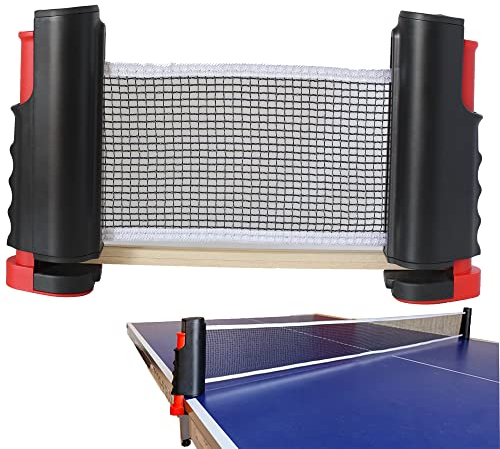 PLOOTA Einziehbares Tischtennisnetz mit Klemmen, Ersatz-Tischtennisnetze, tragbares Outdoor-Pingpong-Netz für jedes Tischzubehör